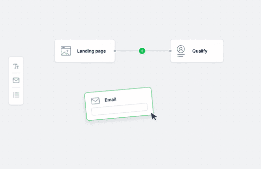 Leadform visual canvas with multi-step flow editor. Sample data.